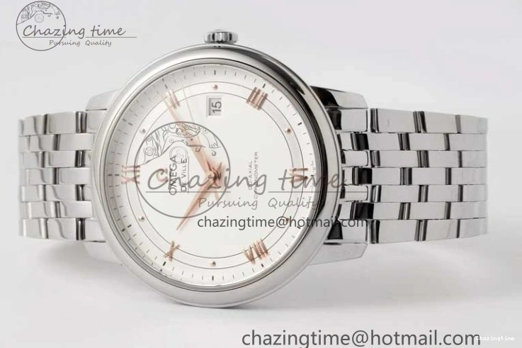 0107 Casual De Ville SS DIWF 1:1 Best Edition White Dial RG Markers on SS Bracelet MIYOTA 7847